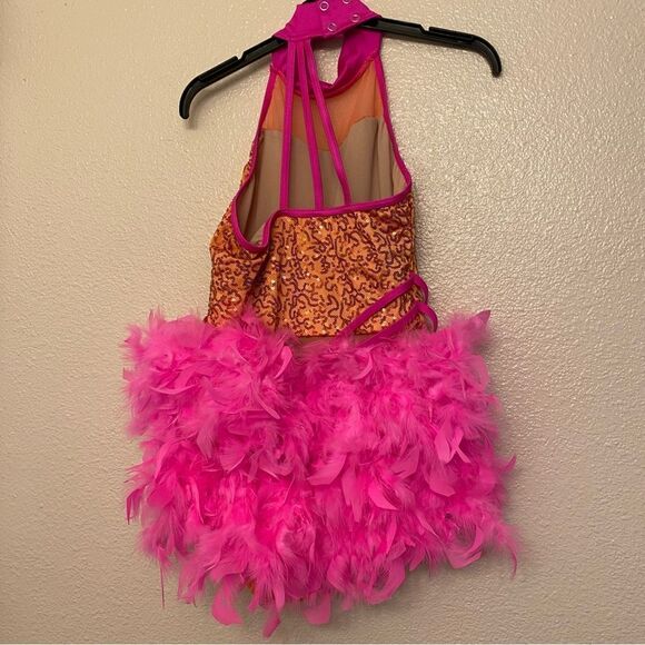 Weissman dance costume sassy Orange feather Some Call It Magic 14694 child XLC - Picture 3 of 9